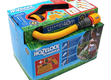 Hozelock - Wonderhoze Expanding Hose 40m: Flexible Hose, Stretches up to 3X Original Length with 2 Aquastop Fittings and Multispray Gun: Ready to Use