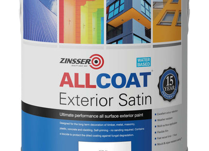 Zinsser Allcoat Exterior Satin White Primer and Finish 2.5 Litre ZINACEWH25L