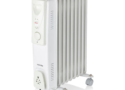 Warmlite 2000W 9-Fin Oil Filled Radiator with 3 Power Settings and Adjustable Timer, White WL43004YW