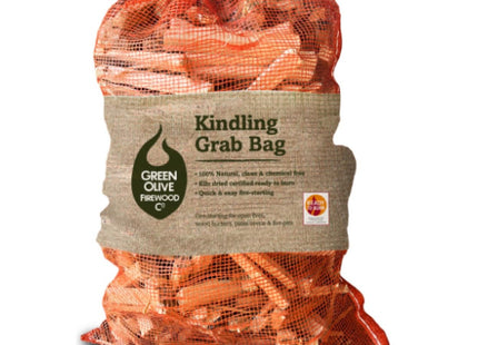 Green Olive Firewood Company Kiln Dried Kindling Wood Sticks Grab Bag 27 Litre 5kg, Firelighters for Wood Burners and Stoves FKN6