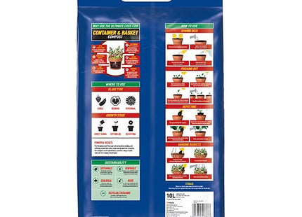 Doff Power Up Container & Basket Compost, 10 Litre Premium Coco Coir Compost