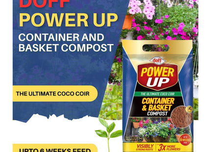 Doff Power Up Container & Basket Compost, 10 Litre Premium Coco Coir Compost