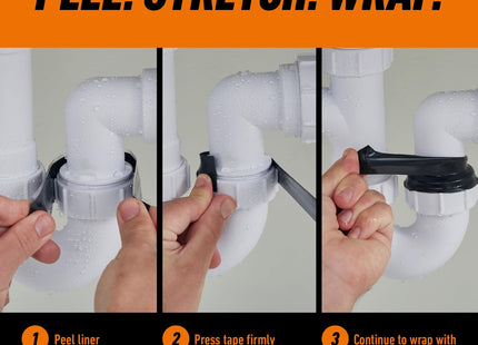Gorilla Glue Waterproof Wrap & Seal Tape Black 2.4m 100% Waterproof Silicone Self-Fusing Repair Tape
