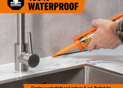 Gorilla Glue Grab & Seal, 290ml - Two-in-One Waterproof Grab Adhesive & Sealant Hybrid Bonds Skirting, Kitchens, Bathrooms, Windows & Doors White