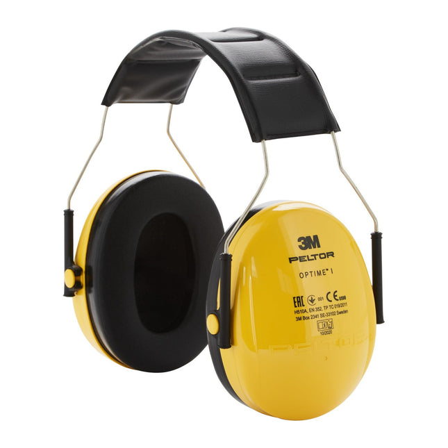 3M Peltor Optime I, H510AC1, Ear Muffs Headband, Lightweight Ear defenders, Hearing Protection reduces noise level by up to 27dB, Pack of 1, Yellow