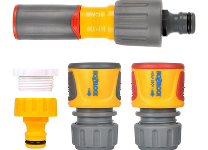 Hozelock Starter Nozzle Kit 3-in-1: Ergonomic Soft Grip Lance, 3 Jets, 2 Connections � 12.5mm � 15mm (1/2" 5/8"), 1 Tap Connection [100-100-228]