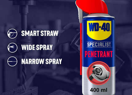WD-40 Specialist Penetrant Spray, Rust Penetrating Oil Spray for Loosening Rusted Nuts & Bolts, Rust Prevention 400ml