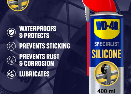 WD-40 Specialist Silicone Spray Lubricant, All-Weather Rust Protection Silicone Lubricant, 1-Pack 400ml