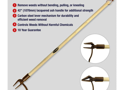 Spear & Jackson 4124NB Elements Traditional Weeder Ergonomic Long Handle (42") Stand Up Garden Weeder Tool