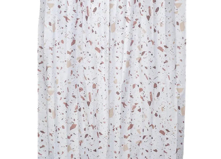 Croydex Shower Curtain with Pink Terrazzo Design 100% Polyester with a Weighted Hem, Machine Washable and coated with Proseal for Water Repellence