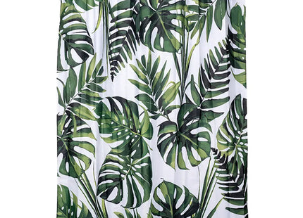 Croydex Shower Curtain with Green Botanical Leaves Design Machine Washable and coated with Proseal for Water Repellence, 1800x1800mm