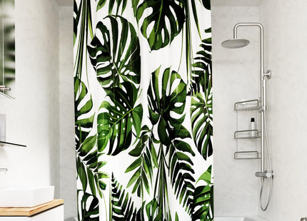 Croydex Shower Curtain with Green Botanical Leaves Design Machine Washable and coated with Proseal for Water Repellence, 1800x1800mm