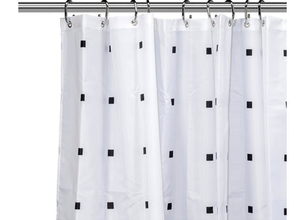 Croydex Square Dots Shower Curtain White 180 x 180cm Proseal Water Repellent AF673415