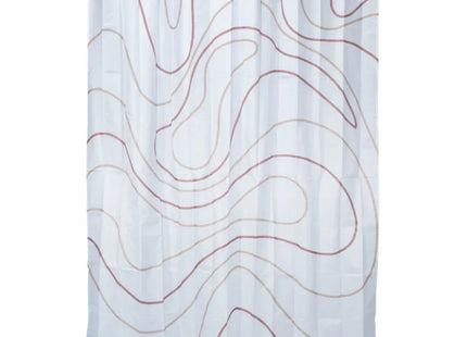 Croydex Shower Curtain with Pink Swirl Design 100% Polyester with a Weighted Hem, Machine Washable and coated with Proseal for Water Repellence