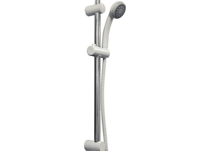 Croydex Amalfi White Shower Set -1 Function Shower Head, 1.5m Shower Hose & Adjustable Shower Head Holder 665mm Riser Rail for All Shower Types