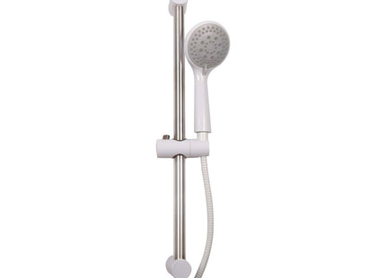 Croydex Amalfi Shower Head Set Riser Rail and Hose Handset with 5 Spray Patterns, 1.5m Shower Hose & Adjustable Shower Head Holder, 665mm Riser White
