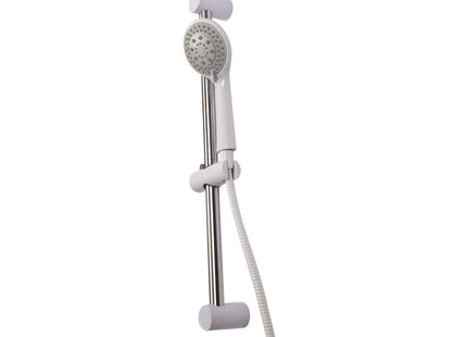 Croydex Amalfi Shower Head Set Riser Rail and Hose Handset with 5 Spray Patterns, 1.5m Shower Hose & Adjustable Shower Head Holder, 665mm Riser White