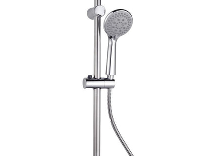 Croydex Amalfi Chrome Shower Head and Hose Set with Riser Rail Shower Handset with 5 Spray Patterns, 1.5m Shower Hose & 665mm Riser Rail