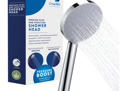 Croydex Presion Large Shower Head- Pressure Boost Shower Heads for Low Pressure Systems, Up to 50% Water Saving