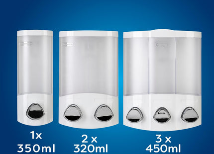 Croydex Wall Mounted Refillable Soap Dispenser 2x 320ml Corner or Flat Mount White