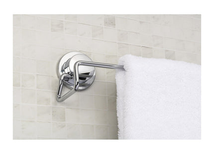 Croydex Stick 'n' Lock Self-Adhesive Chrome Towel Rail Holder, Rust-Free Towel Storage Solution for Bathroom