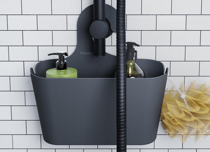 Croydex Grey Shower Caddy Hanging Storage 26 x 26 x 8.5 cm