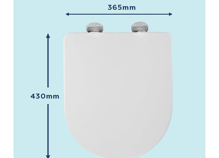 Croydex Eyre Soft Close Toilet Seat D Shape Antibacterial Treated Surface (White D-Shape)