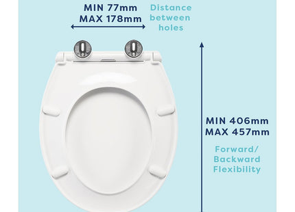 Croydex Capri Oval Toilet Seat Soft Close and Quick Release Button Heavy Duty White Polypropylene
