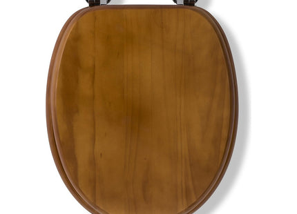Croydex Davos Flexi-Fix Wooden Toilet Seat Adjustable Hinges with Top & Bottom Fixings Included and Rust Free Chrome Plated Antique Pine WL602250H