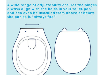 Croydex Davos Flexi-Fix Wooden Toilet Seat Adjustable Hinges with Top & Bottom Fixings Included and Rust Free Chrome Plated Antique Pine WL602250H
