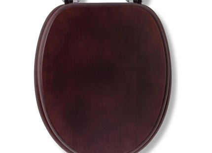 Croydex Davos Flexi-Fix Wooden Toilet Seat Adjustable Hinges with Top & Bottom Fixings Included and Rust Free Chrome Plated Hinge Mahogany WL602252H