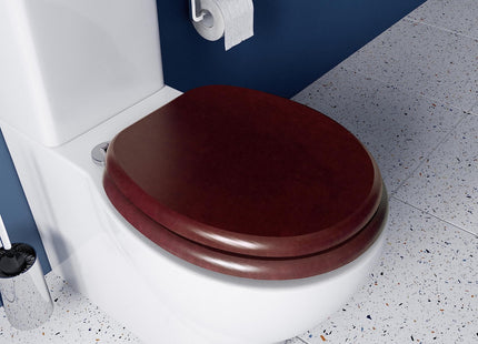 Croydex Davos Flexi-Fix Wooden Toilet Seat Adjustable Hinges with Top & Bottom Fixings Included and Rust Free Chrome Plated Hinge Mahogany WL602252H