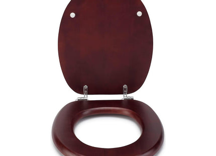 Croydex Davos Flexi-Fix Wooden Toilet Seat Adjustable Hinges with Top & Bottom Fixings Included and Rust Free Chrome Plated Hinge Mahogany WL602252H