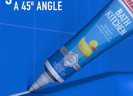 Unibond Anti-Mould Silicone Sealant Waterproof Kitchen & Bathroom Sealant, Mould Resistant Formula, Flexible Long-Lasting Finish 50ml White