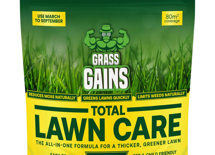 Grass Gains Total Lawn Care, 3 in 1 Feed, Pet & Child Friendly, Covers 80m_ 2.8kg