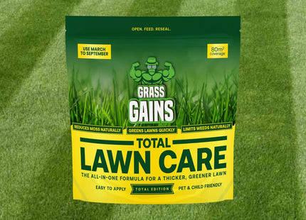 Grass Gains Total Lawn Care, 3 in 1 Feed, Pet & Child Friendly, Covers 80m_ 2.8kg