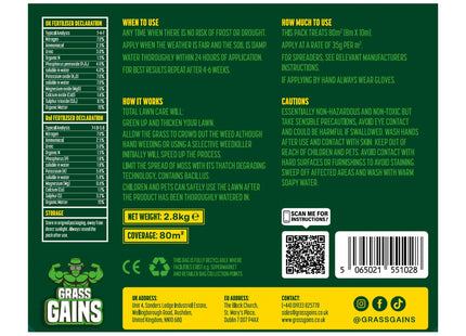 Grass Gains Total Lawn Care, 3 in 1 Feed, Pet & Child Friendly, Covers 80m_ 2.8kg