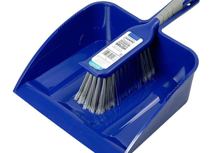 Addis Outdoor Dustpan & Brush Set by - Heavy Duty Yard Sweeper with Wide Stiff Bristle Brush & Large Dustpan