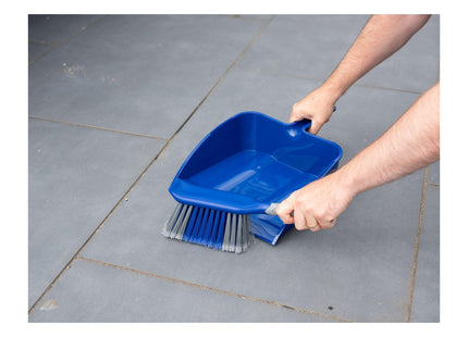 Addis Outdoor Dustpan & Brush Set by - Heavy Duty Yard Sweeper with Wide Stiff Bristle Brush & Large Dustpan