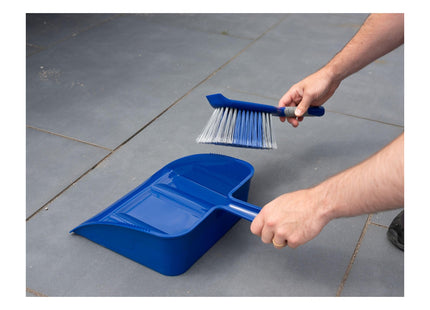 Addis Outdoor Dustpan & Brush Set by - Heavy Duty Yard Sweeper with Wide Stiff Bristle Brush & Large Dustpan