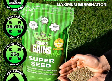 Grass Gains Lawn Seed Pet and Child-Friendly Gardens 500g