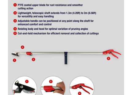 Spear & Jackson 8201LR Razorsharp Telescopic Bypass Easy Reach Pruner, Extendable Pruning Scissors Perfect for Cutting Plants and Trees