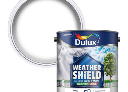 Dulux Weather Shield Quick Dry Gloss Paint, 2.5 Litre - Pure Brilliant White
