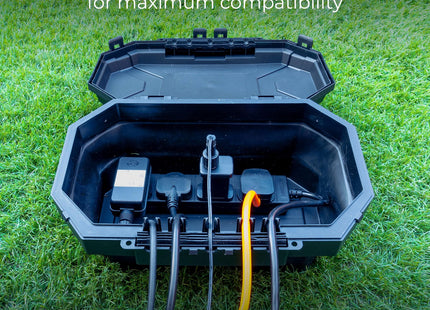 Masterplug Collapsible Electrical Connection Box, Cable Enclosure with 4 Plug Socket 8m Extension Lead, Weatherproof, Outdoor IP54
