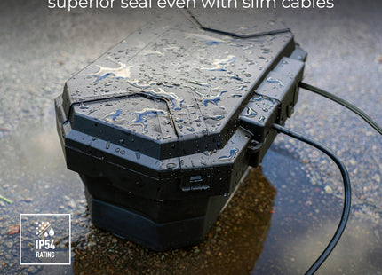 Masterplug Collapsible Electrical Connection Box, Cable Enclosure with 4 Plug Socket 8m Extension Lead, Weatherproof, Outdoor IP54