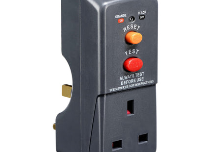 Masterplug Single Socket RCD Safety Adaptor, Black