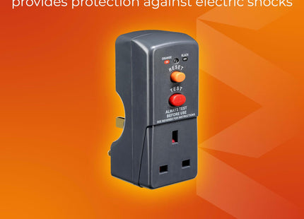 Masterplug Single Socket RCD Safety Adaptor, Black