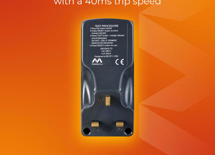 Masterplug Single Socket RCD Safety Adaptor, Black