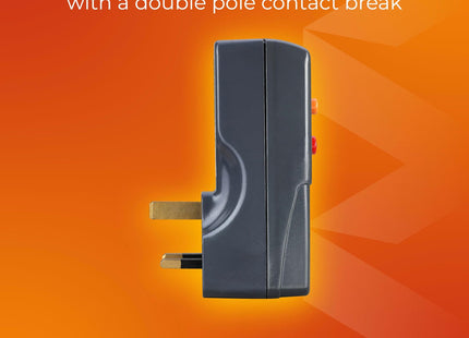 Masterplug Single Socket RCD Safety Adaptor, Black