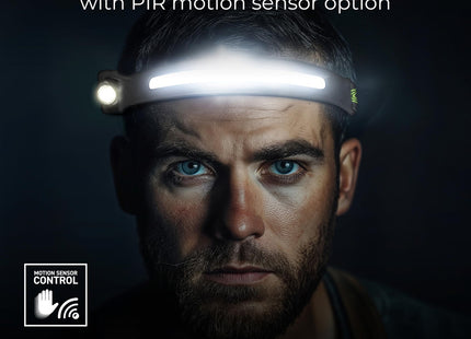 Masterplug Luceco LED Flexible Head Torch with USB and Pir Motion Sensor, 4 Light Modes, 350lm LILHF35P65